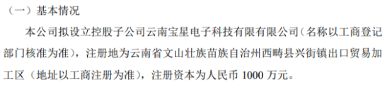 亿博电竞 亿博官网博远高科拟1000万设立控股子公司云南宝星